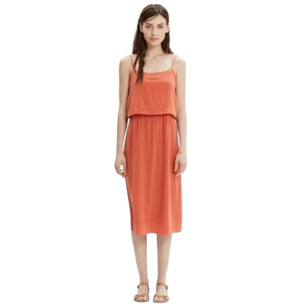 Madewell Size 12 Silk Overlay‎ Cami Dress Burnt Copper Relaxed Minimalist